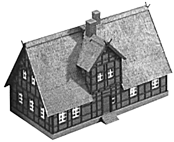 Tim/brk house w/thch roof