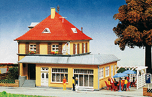 Inn w/Beer Garden -- 5-13/16 x 5-13/64 x 5-13/64" 14.5 x 13 x 13cm