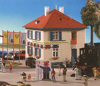 Model Railroad Clubhouse -- 5-1/4 x 4 x 5-5/8" 13 x 10 x 14cm