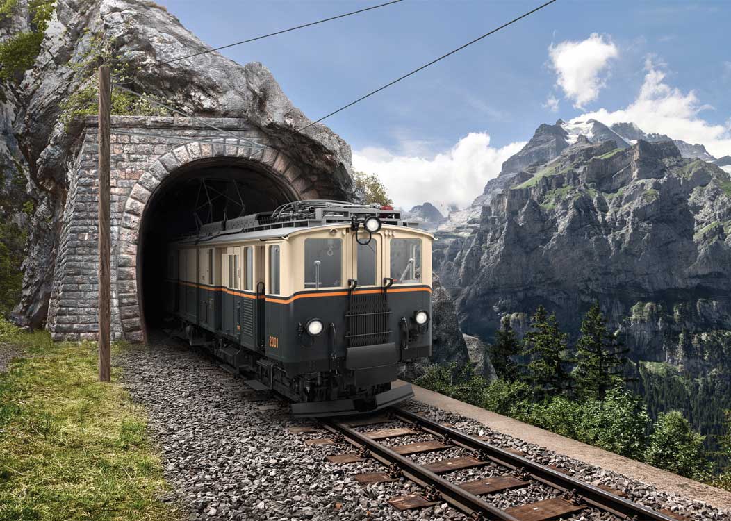 Class FZe 6/6 Railcar - Baggage - Sound and DCC -- MOB #2001 (Era II As-Delivered, black, cream, orange)-4