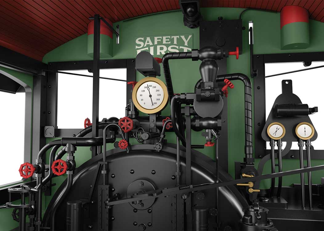 Class C Three-Truck Shay - Sound, Smoke and DCC -- Roaring Camp & Big Trees #7 (2025, black, graphite, red, Tuscan)-6