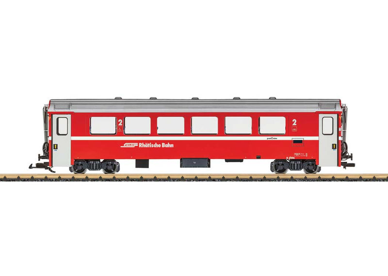 Modernized Type EW IV 2nd Class Car - Ready to Run -- Rhaetian Railway RhB (Era VI, red, white, silver)