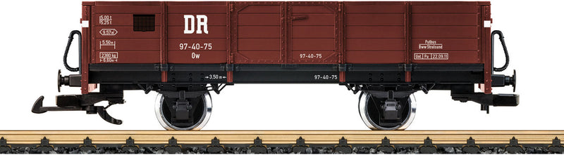 2-Axle Wood Gondola - Ready to Run -- Rugen Baderbahn RuBB - German State Railroad DR (Era VI, Boxcar Red)