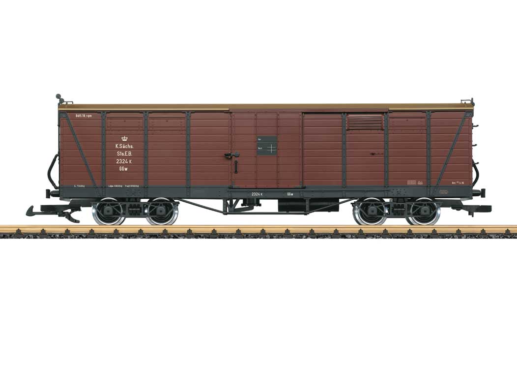 Type GGw 4-Axle Wood Boxcar - Ready to Run -- Royal Saxon State Railroad #2324 K (Era I, Boxcar Red)