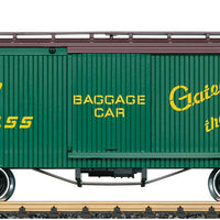 Wood Boxcar - Ready to Run -- White Pass & Yukon #718 (green, yellow, Gateway to the Yukon Baggage Marking