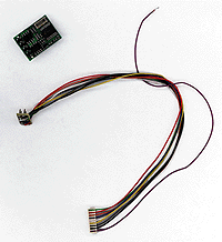 Digital Plus NMRA DCC Decoders -- JST Harness Series - 1amp Back EMF 4 Function, 200mm Harness, NMRA Plug