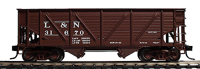 PROTO 2000 Wood-Side War Emergency 50-Ton Composite Hopper - Assembled -- Louisville & Nashville #31670 (Oxide Red, white lettering)