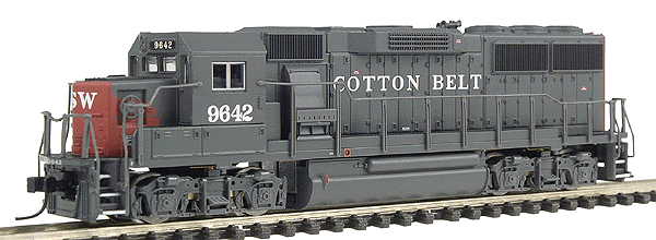 EMD GP60 - Standard DC - PROTO N(TM) -- St. Louis South Western "Cotton Belt" #9642 (red, gray "Bloody Nose")