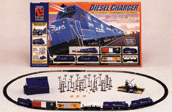 Diesel Freight - Diesel Charger -- 2 Conrail GP38-2 Locos, 3 Cars, Caboose, 19-1/2 x 29-1/2" Nickel-Silver Ova