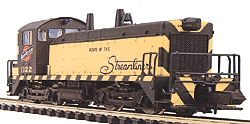 Diesel SW9 Powered -- Chicago & North Western (green, yellow stripes)