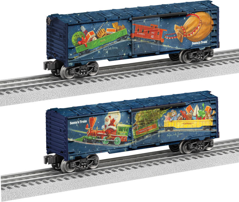 Steel Boxcar - 3-Rail - Ready to Run -- Angela Trotta Thomas Christmasmd3 (full color painting)-1