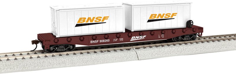 Flatcar with 2 Containers - Ready to Run -- BNSF 908260