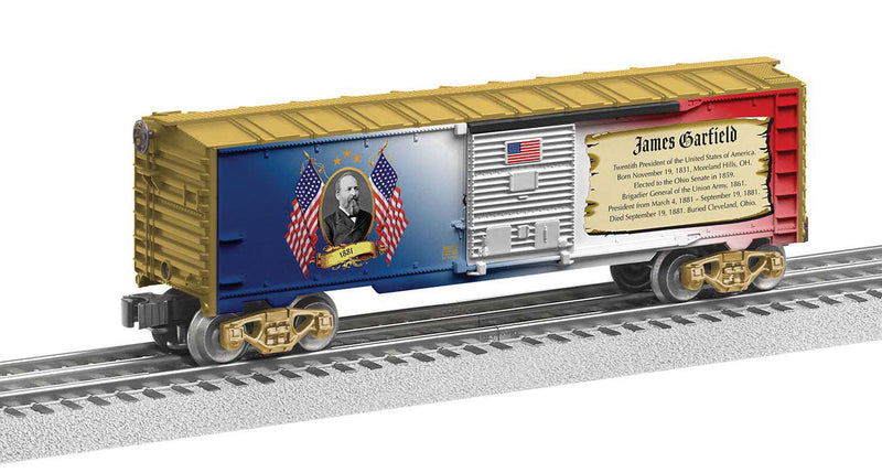 Boxcar - 3-Rail - Ready to Run -- Presidential Series Collection James Garfield (red, white, blue, gold)