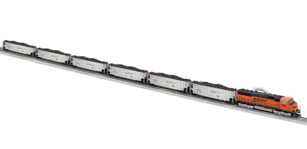 EMD SD70MAC w/6 Coal Gondolas - 3-Rail - Legacy Sound and Control, Smoke -- BNSF Railway 9526 (orange, black, Wedge Logo), 6 Cars, 1 w/Working EOT