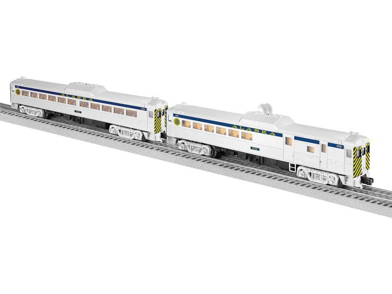 Budd RDC3-Unpowered RDC1 Set - 3-Rail w/Sound, LionChief(R) Plus 2.0 Remote -- Alaska Railroad #702, 712 (silver, blue, yellow)