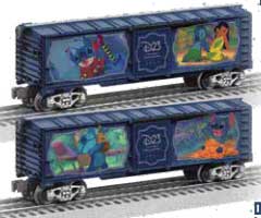 Steel Boxcar - 3-Rail - Ready to Run -- Disney(R) D23 Lilo and Stitch (blue, silver, color characters)