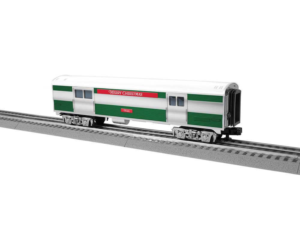 13" Streamlined Baggage - 3-Rail - Ready to Run -- Christmas Noel (silver, green, red)