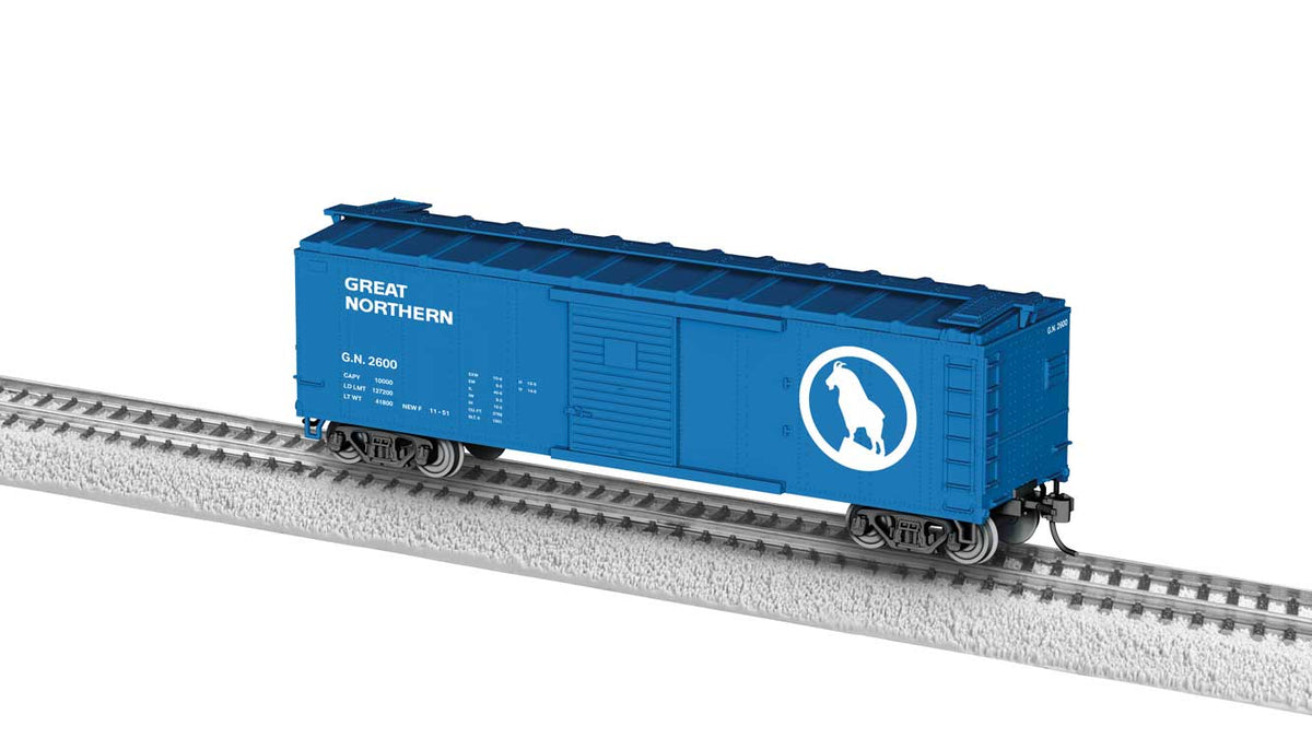 40' Steel Boxcar - Ready to Run -- Great Northern #2600 (Big Sky Blue, white)