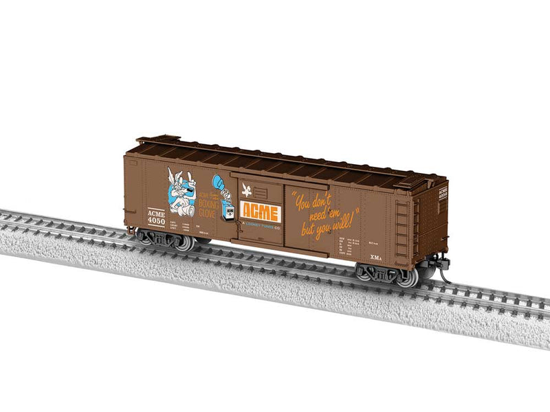 40' Steel Boxcar - Ready to Run -- Acme Boxing Glove #4040 (Boxcar Red, white, orange, blue, Looney Tunes)