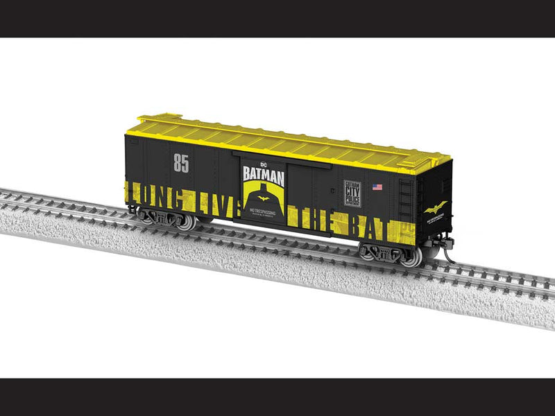 40' Steel Flat-End Boxcar - Ready to Run -- Batman #85 (85th Anniversary, black, yellow)