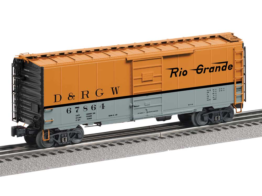 PS-1 Boxcar with FreightSounds(R) - 3-Rail - Ready to Run -- Denver & Rio Grande Western #67864 (Aspen Gold, silver, black)
