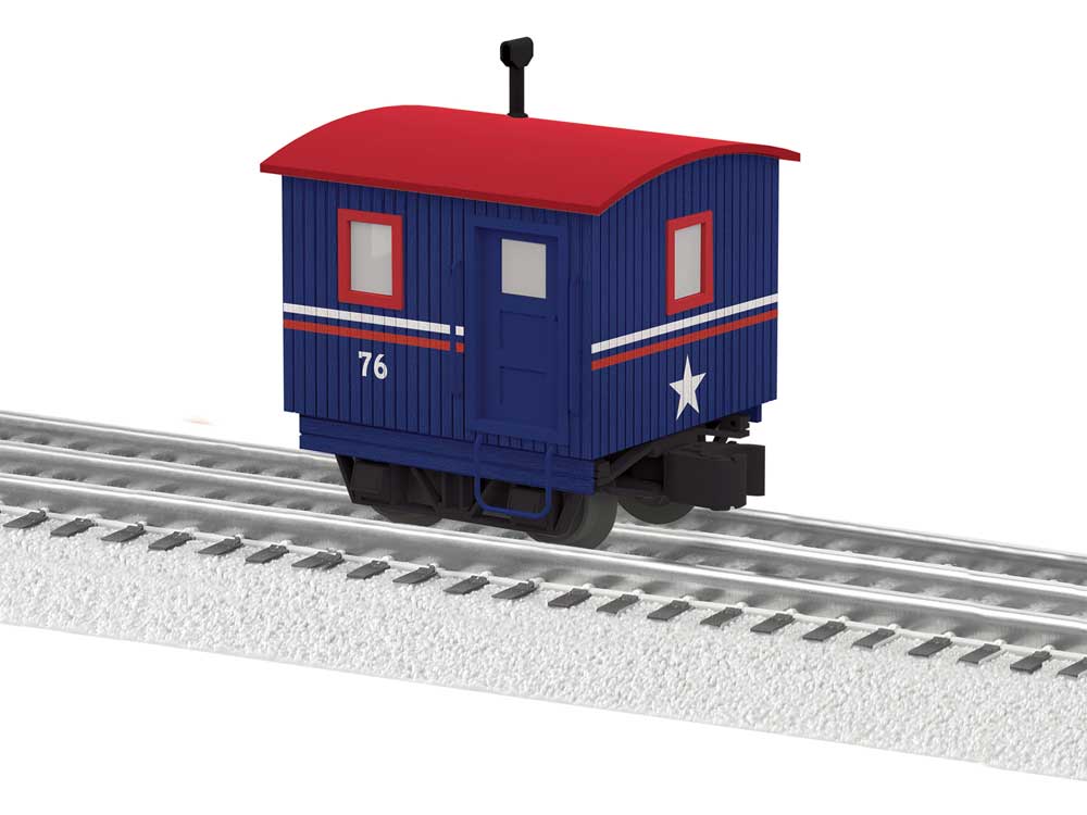 Disconnect Truck Caboose - 3-Rail - Ready to Run -- #76 Painted, Unlettered (blue, red, white)