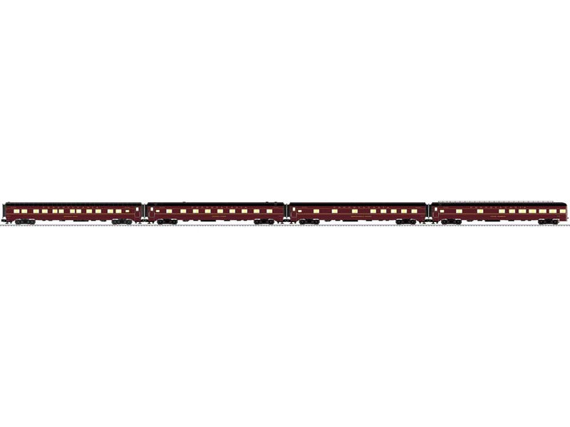 21" Streamlined Smooth-Side 3 Sleepers, Observation - 3-Rail - Ready to Run -- Pennsylvania Railroad (Tuscan, black, Spirit of St. Louis)