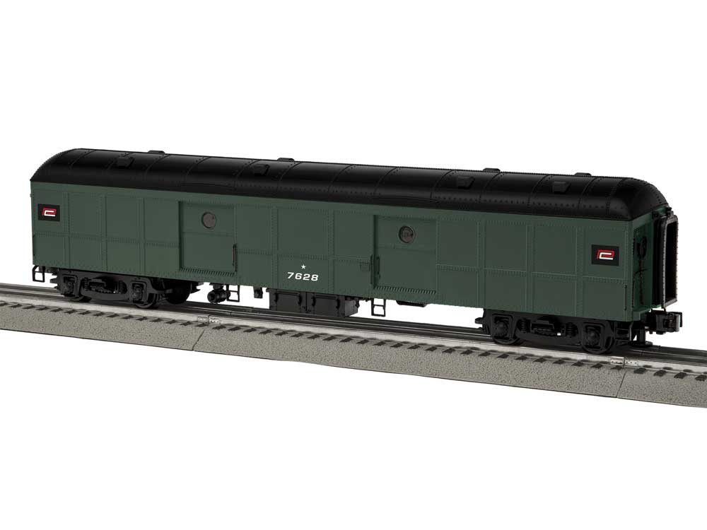 B60 Heavyweight Baggage Car - 3-Rail - Ready to Run - Vision Station Sounds -- Penn Central #7628 (Jade Green, black)