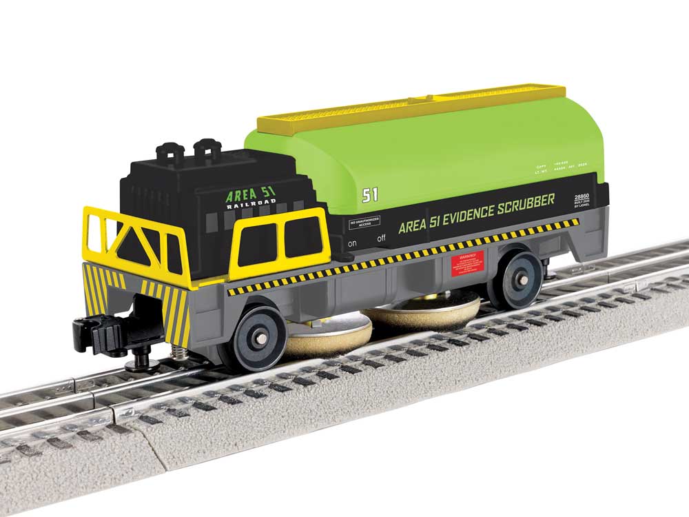 Operating Track Cleaning Car - Ready to Run - 3-Rail -- Area 51 (gray, black, green)