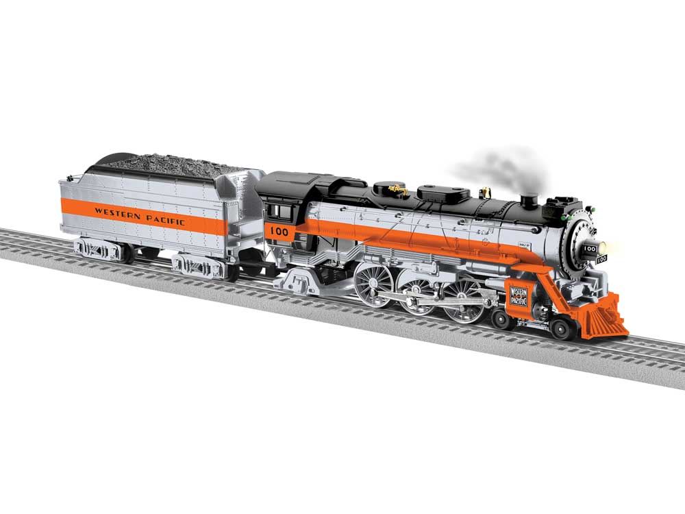 4-6-2 Pacific - 3-Rail - LionChief 2.0 Sound and Control -- Western Pacific #100 (silver, orange, black)