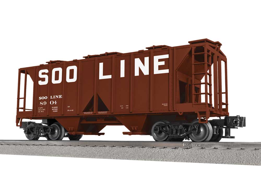 Class AC-2 2-Bay Covered Hopper - 3-Rail - Ready to Run -- Soo Line #8904 (Boxcar Red, white, Billboard Lettering)