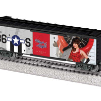 40' Steel Flat-End Boxcar - Ready to Run -- Wings of Angels (Claire, black, red, gray, Military Pin-Up Model Graphics)