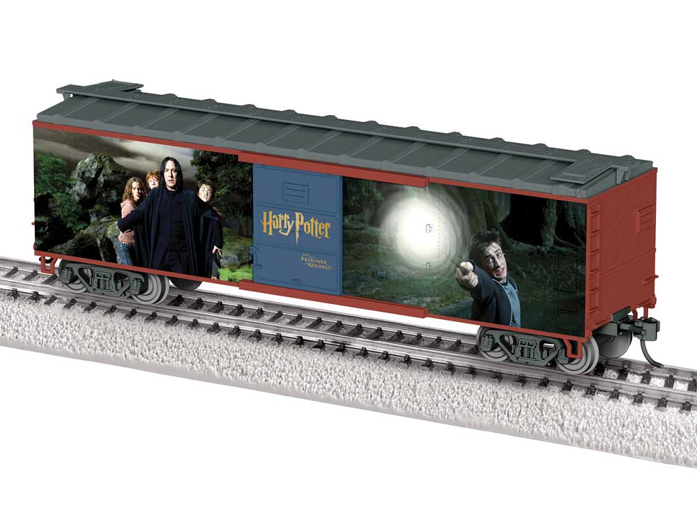 40' Steel Flat-End Boxcar - Ready to Run -- Harry Potter Prisoner of Azkaban Movie (Boxcar Red, gray, color images)-1