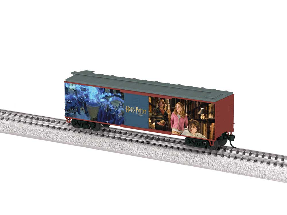 40' Steel Flat-End Boxcar - Ready to Run -- Harry Potter and the Goblet of Fire with Movie Scenes-1