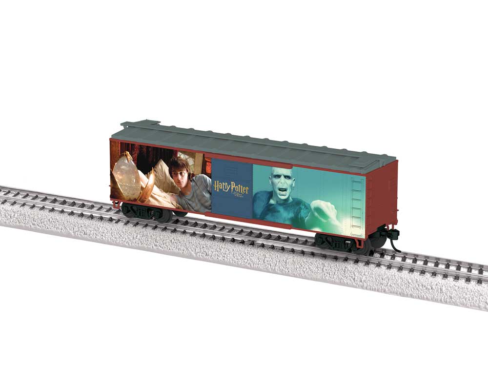 40' Steel Flat-End Boxcar - Ready to Run -- Harry Potter and the Goblet of Fire with Movie Scenes-2