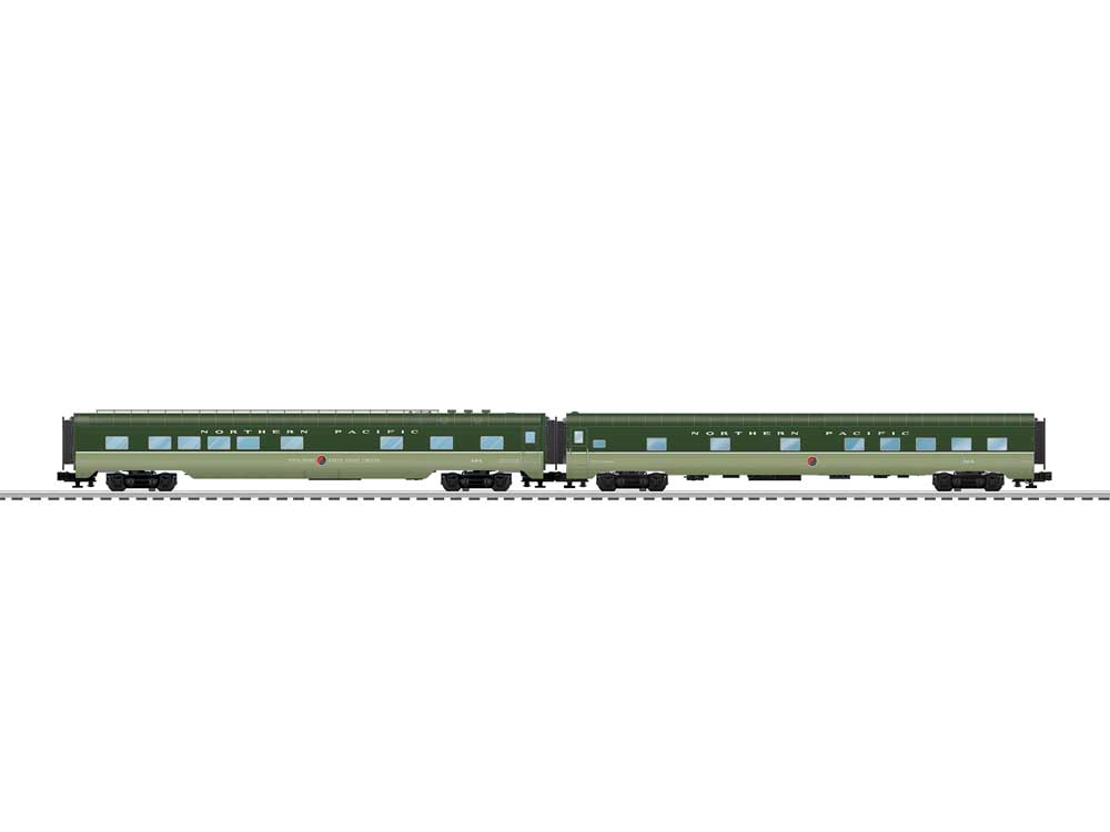 21" Pullman Sleeper, Diner Set - 3-Rail - Ready to Run -- Northern Pacific (Loewy 2-Tone Green)