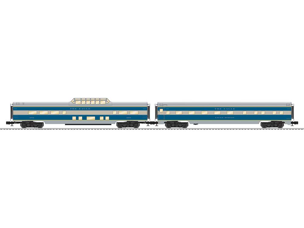 18" Short Dome, Sleeper Set - 3-Rail - Ready to Run -- Texas & Pacific (Eagle, blue, gray)