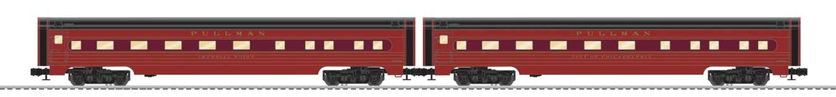 18" Streamlined Sleeper 2-Pack - 3-Rail - Ready to Run - StationSounds -- Pennsylvania Railroad (1938 Modernism, Tuscan)