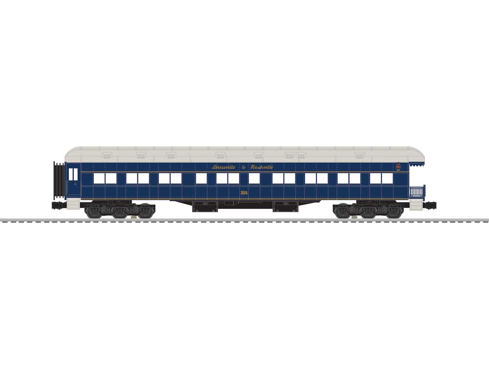 18" Heavyweight Sleeper and Observation - 3-Rail - Ready to Run -- Louisville & Nashville #354, No Number (blue, gray)-2