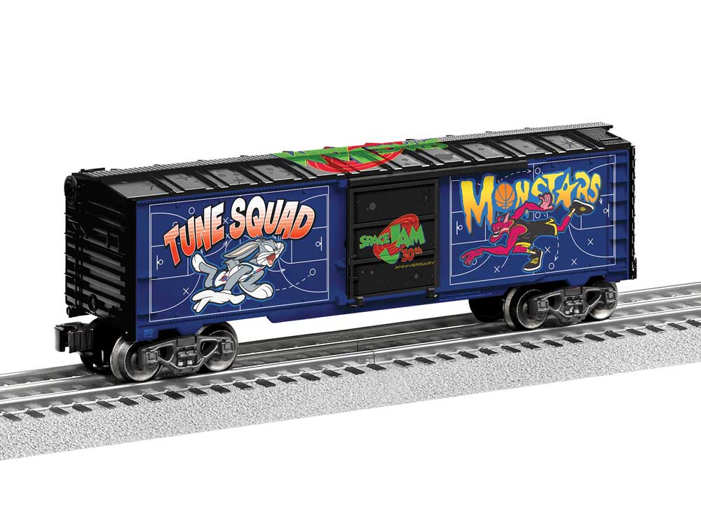 Steel Boxcar - 3-Rail - Ready to Run -- Looney Tunes Space Jam (30th Anniversary, black, Full-Color Sides)-2