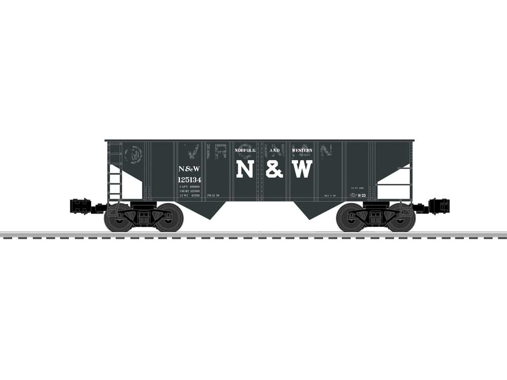 2-Bay Steel Hopper - 3-Rail - Ready to Run -- Norfolk & Western #125134 (Ex-Virginian, black, Block N&W)