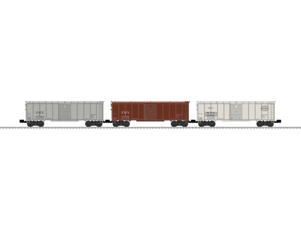1932 ARA 40' Boxcar 3-Pack - 3-Rail - Ready to Run -- American Railway Association #1, 3 & New York Central #100000