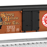 Wood Reefer w/Horizontal Siding - 3-Rail - Ready to Run -- Sleepy Hollow Cider #1031 (Halloween; brown, black, white, red)