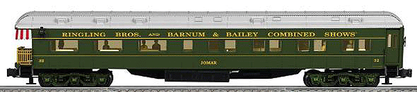 K-Line by Lionel 18" Heavyweight Private Observation - Ready to Run - 3-Rai -- Ringling Bros and Barnum & Bailey(TM) Circus Car Name: JOMAR (red)
