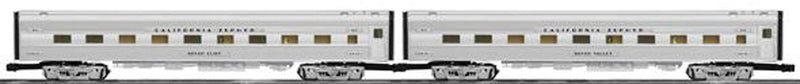 18" Aluminum Streamlined Car 2-Pack - 3-Rail - Ready to Run -- Chicago, Burlington & Quincy "California Zephyr"