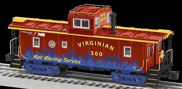Ca-4 Caboose w/Lights & Smoke - 3-Rail - Ready to Run -- Norfolk Southern #300 (Virginian Heritage; red, blue)