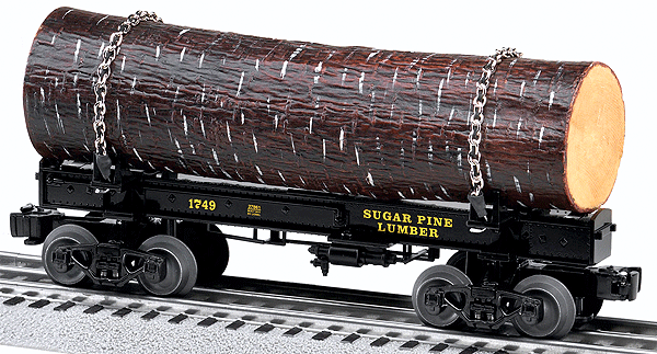 Skeleton Log Car w/Load - 3-Rail - Ready to Run -- Sugar Pine Lumber #745 (black)