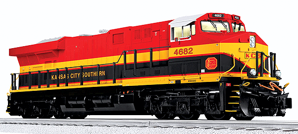 GE ES44AC - 3-Rail w/Legacy Sound, Control & Smoke -- Kansas City Southern #4682 (Southern Belle, red, black, yellow)