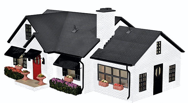 Deluxe Suburban House w/Lights - Assembled -- 12-1/2 x 8 x 6" 31.8 x 20.3 x 15.2cm