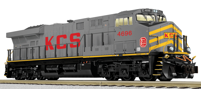 GE ES44AC w/Legacy Sound, Control & Smoke - American Flyer(R) -- Kansas City Southern #4696 (gray, red, yellow)
